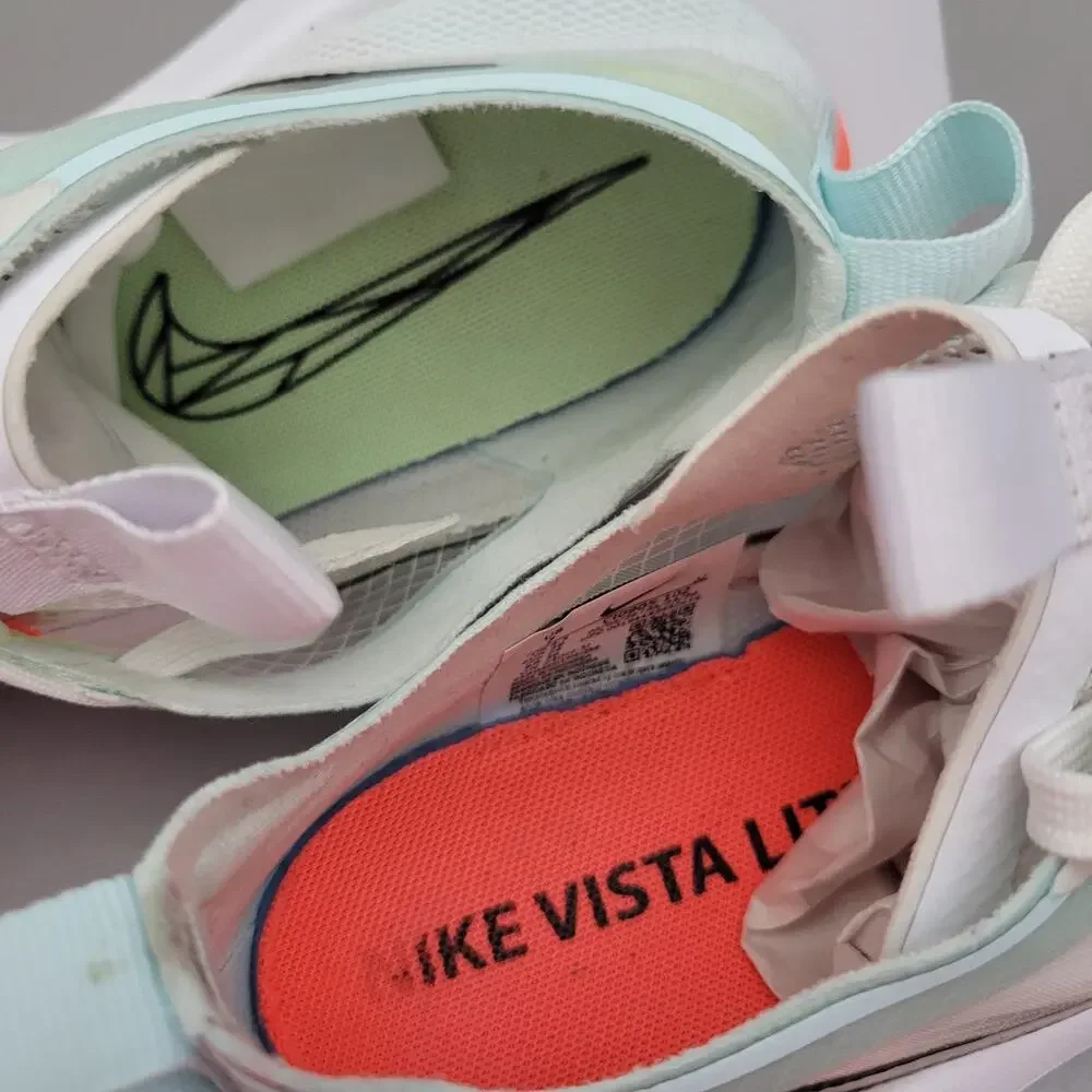 Nike Vista Lite Womens Size 7 White Pink Athletic Running Walking Shoes Sneakers